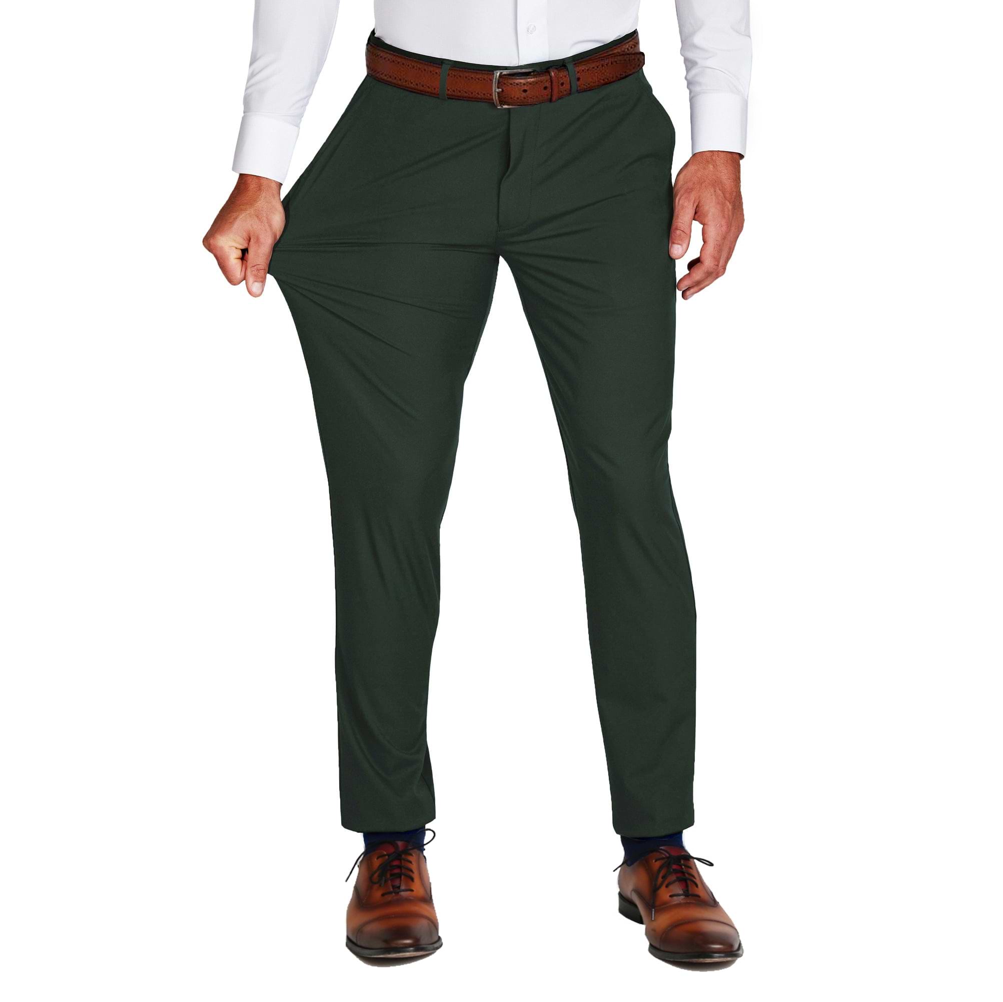 Lars Amadeus Men's Formal Flat Front Straight Fit Solid Color Wedding Prom  Dress Pants Dark Green 32 : Target